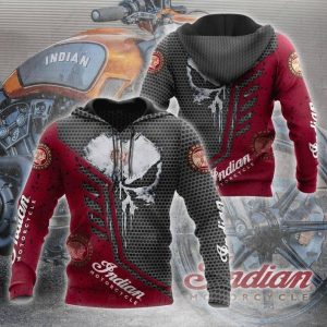 Punisher Skull Indian Motorcycle Hoodie Punisher Skull on Hexagonal Background 1