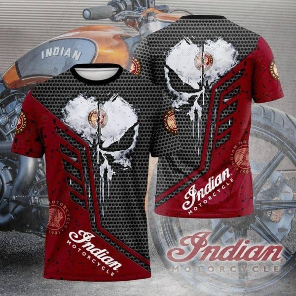 Punisher Skull Indian Motorcycle Hoodie, Punisher Skull on Hexagonal Background