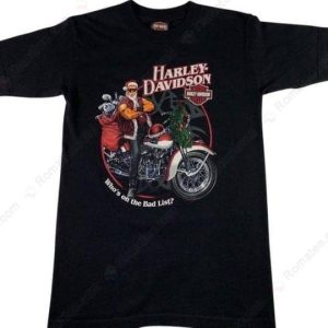 Santa Claus Riding Harley Shirt, Cool Christmas Harley-Davidson T-Shirt