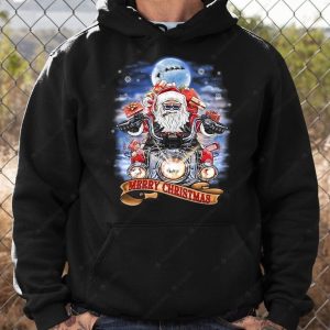 Santa Riding Motorcycle Shirt, Merry Christmas Motorcycle Hoodie