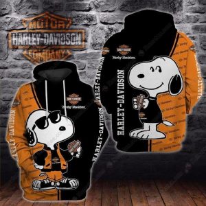 Snoopy And Harley-Davidson Mashup All-Over Print Hoodie