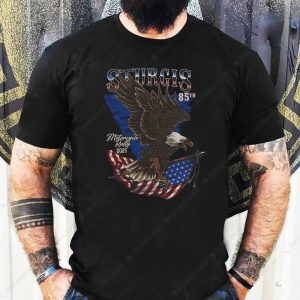 Sturgis Motorcycle Rally 2025 T-Shirt, Patriotic Sturgis Rally Eagle and Flag Graphic Shirt