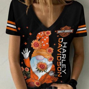 Sunflower And Santa Claus Harley-Davidson Shirt, Happy Christmas Harley-Davidson V-neck Shirt