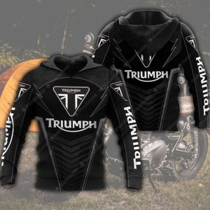 Triumph Motorcycles Hoodie, Engine Graphic and Logo Triumph Hoodie