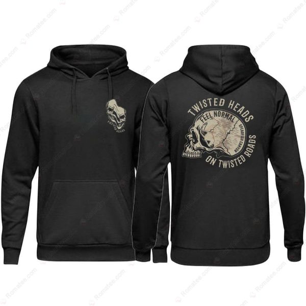 Twisted Heads On Twisted Roads Shirt, Skull Motorcycle Hoodie