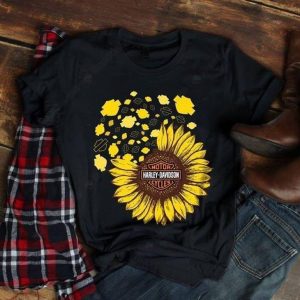 Vibrant Harley-Davidson Sunflower T-Shirt, Harley-Davidson Floral Logo Shirt