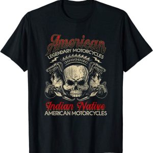 American Legendary Indian Motorcycles Skull Graphic T-Shirt, Skull and Handlebars Graphic