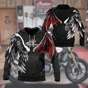 Angel and Devil Wing Indian Motorcycle Merch, Graphic Indian Motorcycle Hoodie