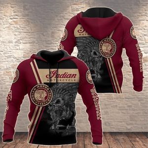 Angry Native American Skull Indian Motorcycle Hoodie, Legendary Legacy of Indian Motorcycle Merch