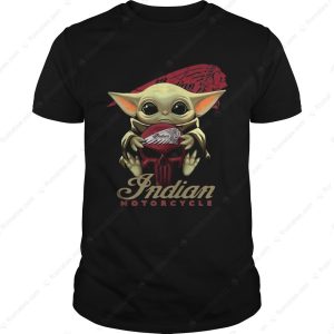 Baby Yoda Holding Skull Indian Motorcycle T-Shirt, Graphic Indian Motorcycle Merch