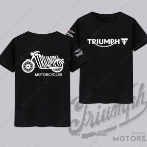 Black and White Triumph Motorcycle Graphic T-Shirt, Stylish Triumph Motorcycles Shirt