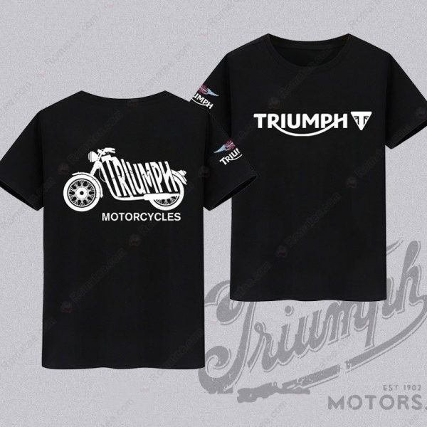 Black and White Triumph Motorcycle Graphic T-Shirt, Stylish Triumph Motorcycles Shirt