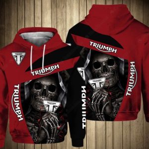 Bold Triumph Skull Hold Triumph Logo Merch, Dynamic Red and Black Triumph Hoodie