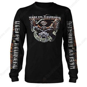 Classic Harley-Davidson Military Eagle Ride Motorcycle Shirt, Harley-Davidson Live to Ride Long Sleeve T-Shirt