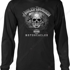 Classic Harley-Davidson Motorcycle Skull Engine Shirt, Harley-Davidson Military Let’s Ride Long Sleeve Shirt