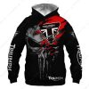 Dark and Powerful Punisher Skull Triumph Hoodie, Skull and Logo Combo with Blood 3D Hoodie