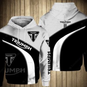 Geometric Triumph Motorcycle Black and White 3D All Over Print Hoodie