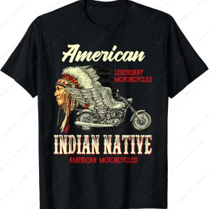 Graphic Indian Motorcycle Headdress Merch, Native American Motorcycle Winged T-Shirt