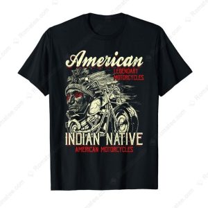 Graphic Skull Headdress Indian Motorcycle T-Shirt, American Legendary Motorcycles Merch