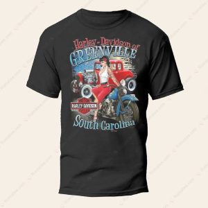 Greenville Harley-Davidson Hot Rod T-Shirt, South Carolina Harley-Davidson Pin-Up Classic Merch