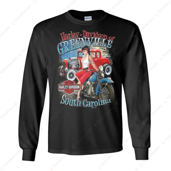 Greenville Harley-Davidson Hot Rod T-Shirt, South Carolina Harley-Davidson Pin-Up Classic Merch