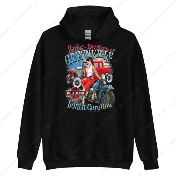 Greenville Harley-Davidson Hot Rod T-Shirt, South Carolina Harley-Davidson Pin-Up Classic Merch