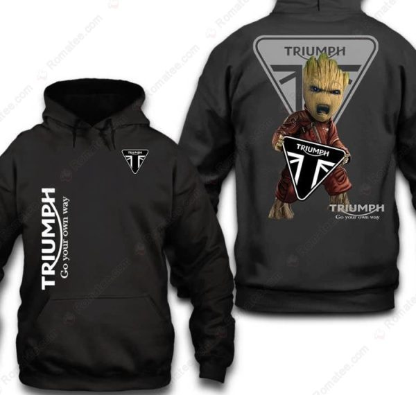 Groot And Triumph Motorcycles Graphic Hoodie, Bold Graphic Design for Marvel Fans