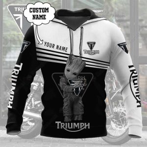 Groot Hug Triumph Motorcycles Graphic Hoodie, Fans Marvel and Motorcycles Hoodie