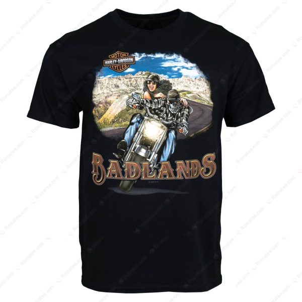 Harley-Davidson Badlands Couple Motorcycle T-Shirt, South Dakota Badlands Merch