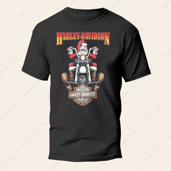 Harley-Davidson Biker Santa T-Shirt, Christmas Motorcycle Holiday Special Merch