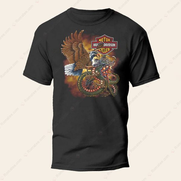 Harley-Davidson Eagle And Dragon Shirt, Classic Harley-Davidson Battle Scene T-Shirt