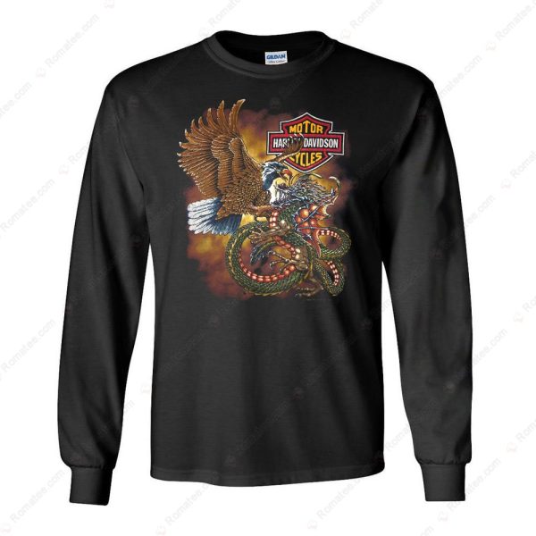 Harley-Davidson Eagle And Dragon Shirt, Classic Harley-Davidson Battle Scene T-Shirt