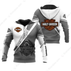 Harley-Davidson Eagle and Lightning Hoodie, Black & Grey Harley-Davidson Eagle Graphic Hoodie