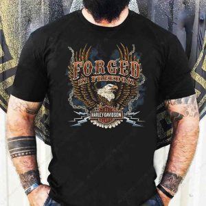 Harley-Davidson Forged in Freedom Eagle Merch, Harley-Davidson Patriotic Eagle Chain Design T-Shirt