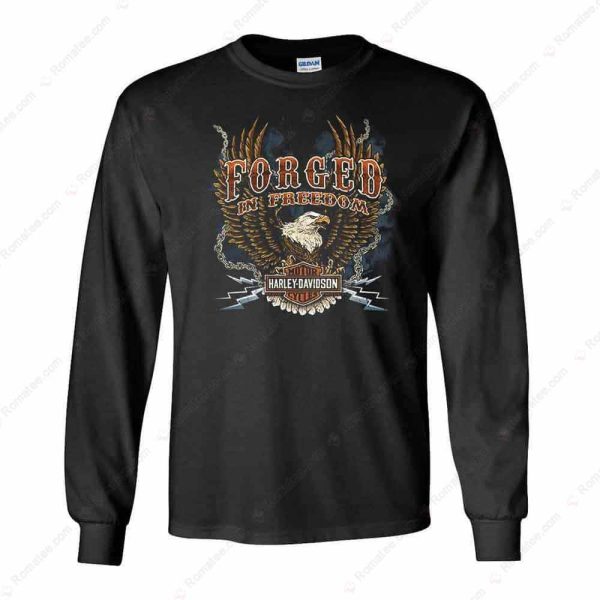 Harley-Davidson Forged in Freedom Eagle Merch, Harley-Davidson Patriotic Eagle Chain Design T-Shirt