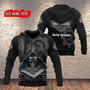 Harley Davidson Grim Reaper Book Hoodie, Grim Reaper and Gear Motorcycle Merch