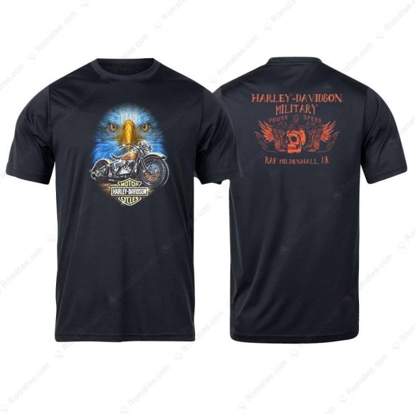 Harley-Davidson Military Blue Eagle Shirt, Harley-Davidson Skull Winged Power & Speed T-Shirt