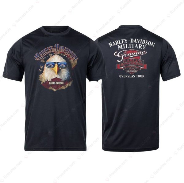 Harley-Davidson Military Patriotic Sunglasses Eagle Merch, Harley-Davidson Genuine Military Overseas Tour T-Shirt