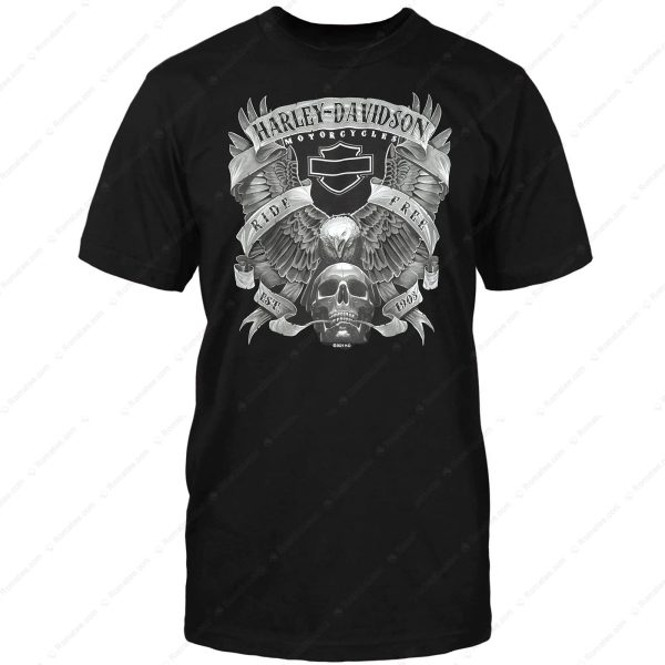 Harley-Davidson Military Skull Eagle Ride Free Classic T-Shirt