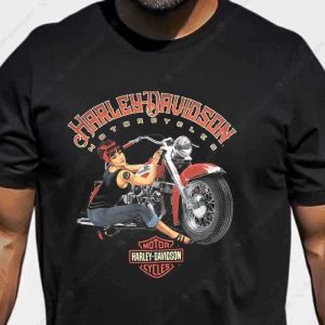 Harley-Davidson Pin-Up Girl And Motorcycle  T-Shirt