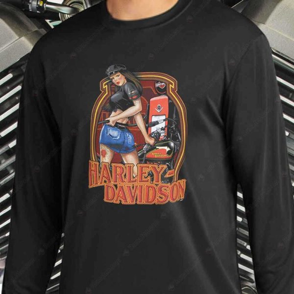 Harley-Davidson Pin-Up Girl Gas Pump Merch, Harley-Davidson Vintage Pin-Up T-Shirt