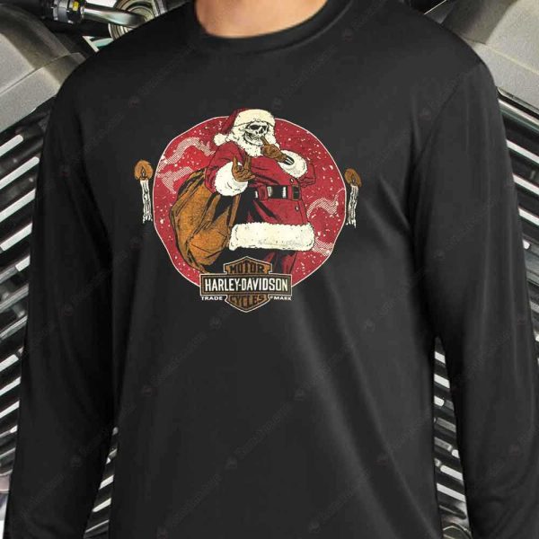 Harley-Davidson Skull Santa Christmas T-Shirt, Harley-Davidson Rockin’ Santa Merch