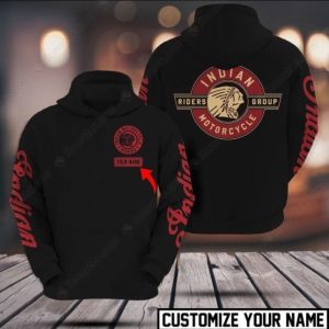 Indian Motorcycle Rider Group Merch, Classic Personalized Name Logo Indian Motorcycle Hoodie