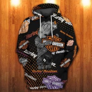 Marvel Groot Meets Harley Davidson All-Over Print Hoodie