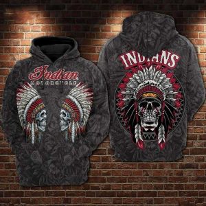 Native American Skull Indian Motorcycle Hoodie, Biker Warrior Indian Motorcycle Hoodie