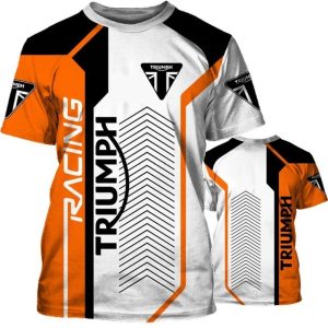 Orange Triumph Motorcycle Racing Shirt, Triumph Fan�3D T-Shirt