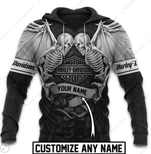 Personalized Harley-Davidson Skull Winged Confrontation Hoodie, Bold Black Harley-Davidson Hoodie