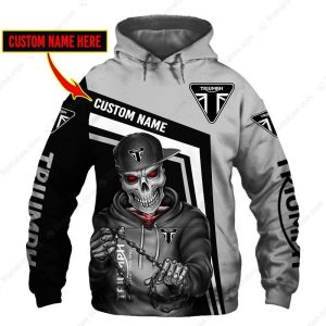 Personalized Triumph Skull with Cap 3D Hoodie, Skull Holding Chains in Striking Colors