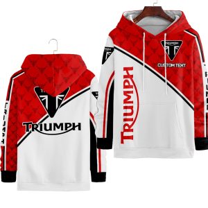 Personalized Red and White Triumph Motorcycle 3D All Over Print Hoodie