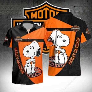 Playful Snoopy Biker Merch, Snoopy Hugging Harley-Davidson Logo Hawaiian Shirt